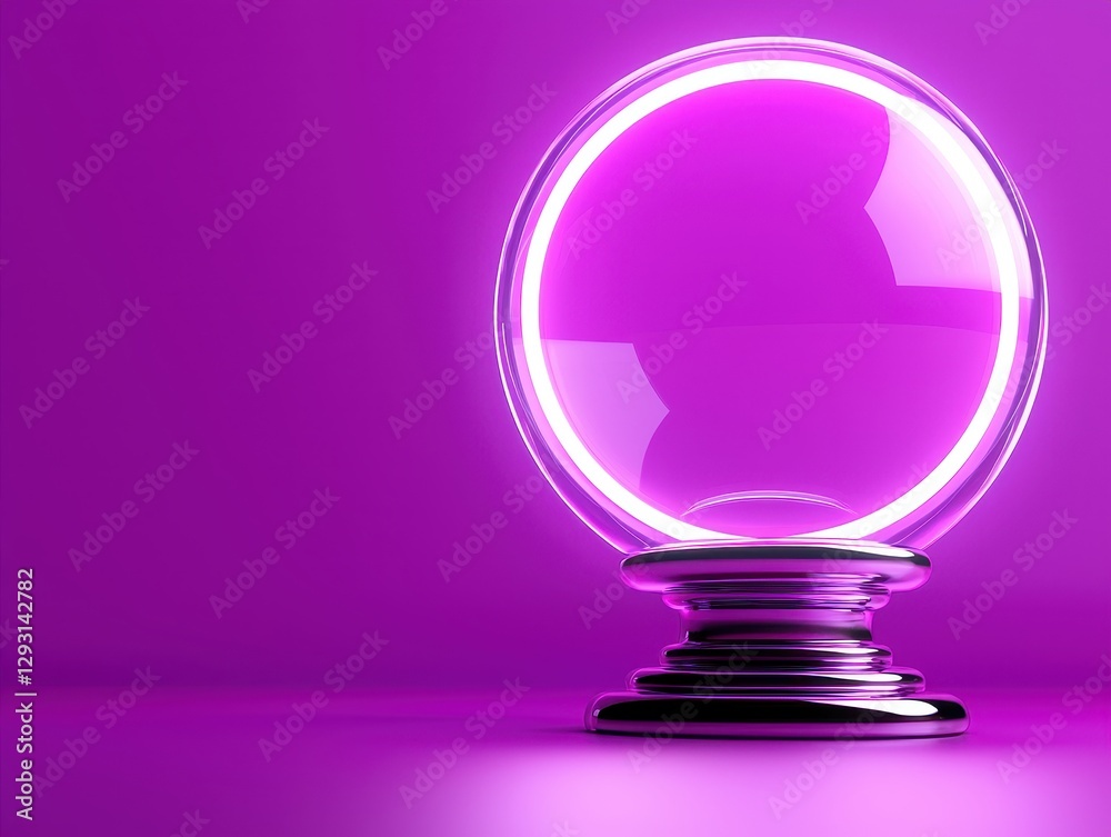 A mystical crystal ball glowing with vibrant purple light, symbolizing fortune-telling. A mystical crystal ball glowing with vibrant purple light, symbolizing fortune-telling.