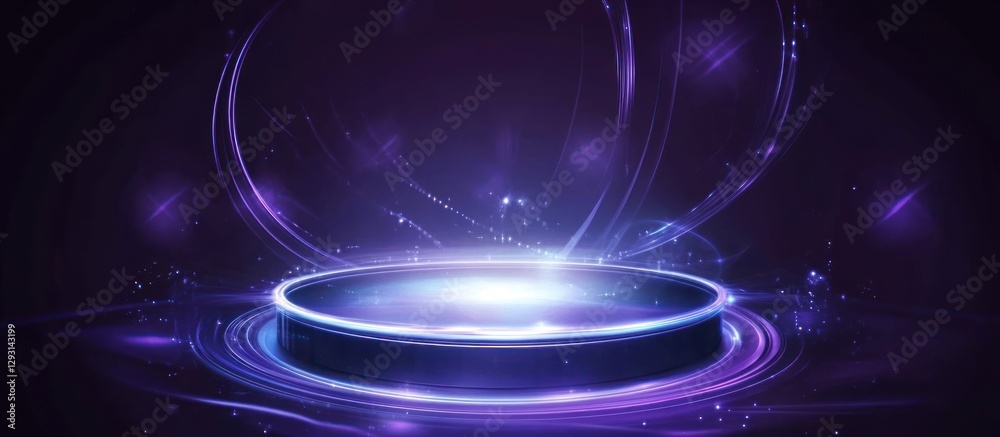 Obraz premium Abstract Futuristic Stage Platform Purple Light Effect Presentation