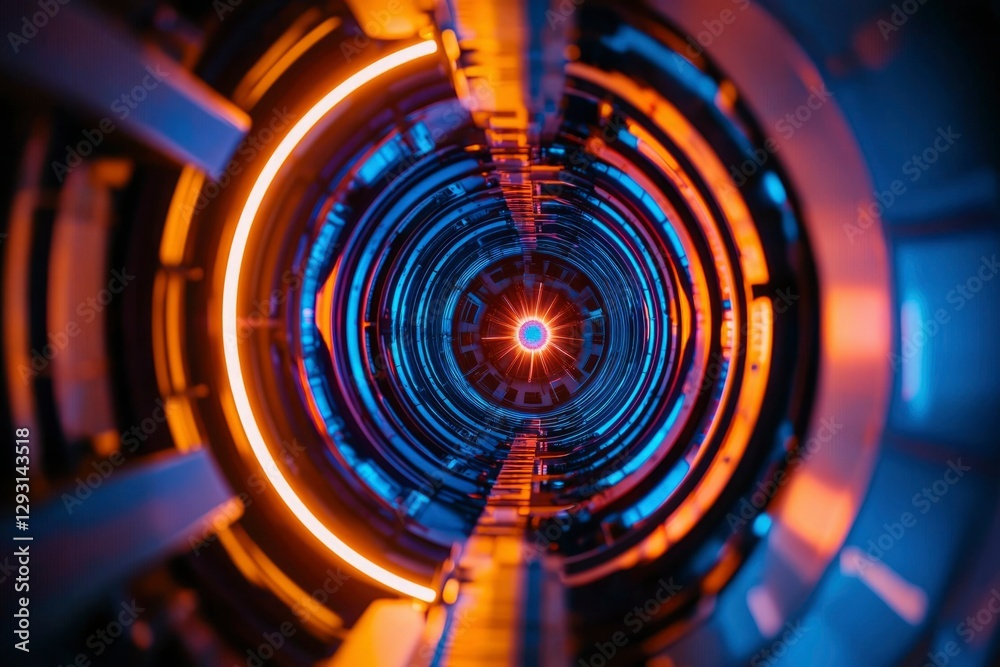Glowing Sci-Fi Tunnel with Central Light Source Glowing Sci-Fi Tunnel with Central Light Source