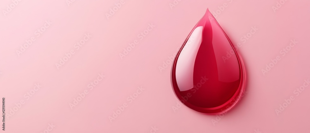 Fototapeta premium A red drop of blood is on a pink background
