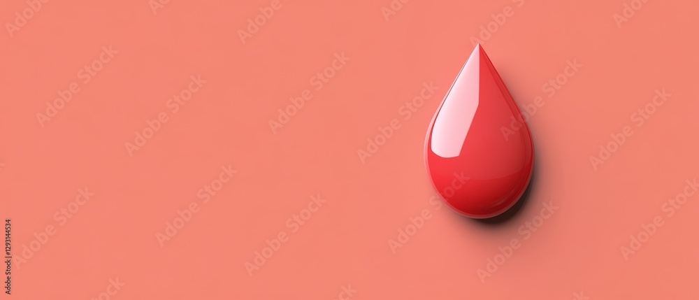 Fototapeta premium A red drop of blood is on a pink background