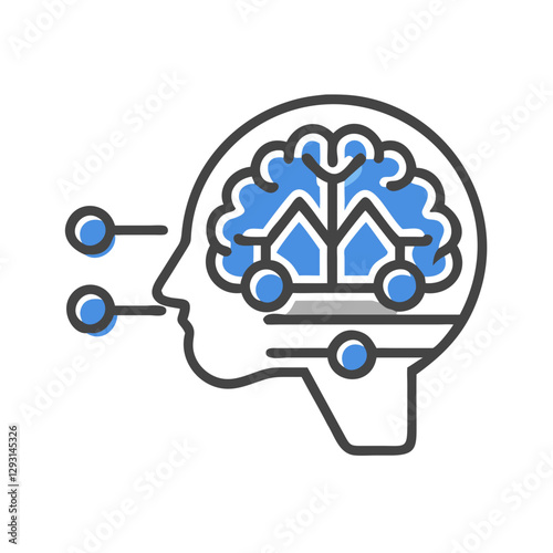 AI Brainwave Analysis conceptual illustration in blue and gray