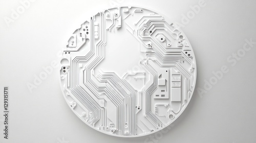 Abstract circular circuit board design, 3d render. photo