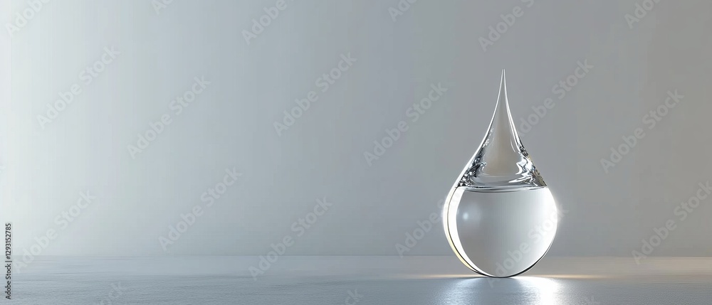 Fototapeta premium A clear drop of water is sitting on a table