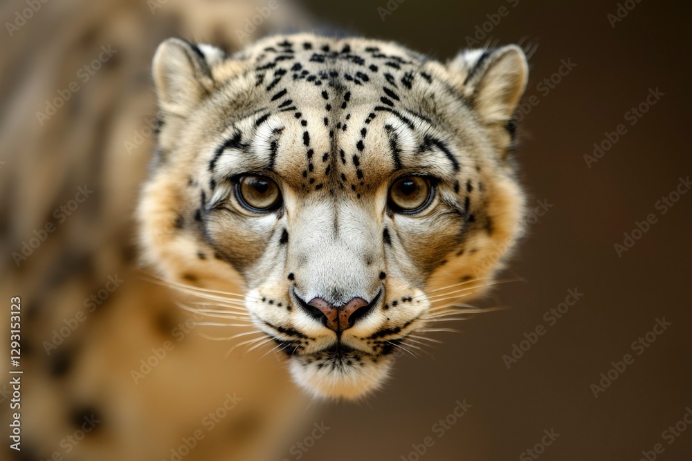 Snow Leopard Gazing Intently with Blurred Background Snow Leopard Gazing Intently with Blurred Background