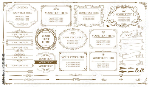 Vintage floral ornament. Vector set frame and border. Vintage typographic decorative ornament . Set of vintage frames..eps