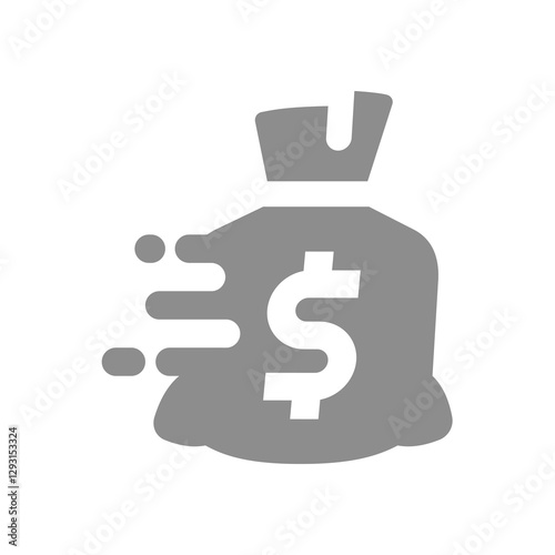 Fast money bag vector icon. Credit, financial injection and moneybag or sack.