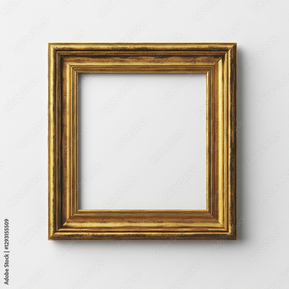 Gold picture frame on white wall Gold picture frame on white wall