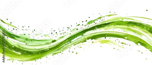 Fototapeta Naklejka Na Ścianę i Meble -  A green wave with green paint splatters