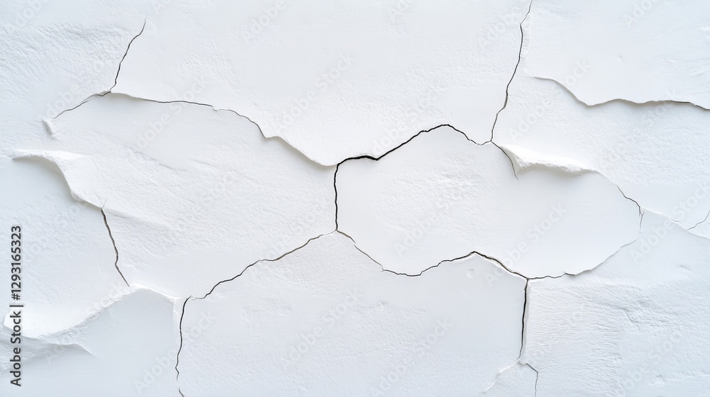 Obraz premium Cracked White Wall Surface with Textured Patterns and Detail