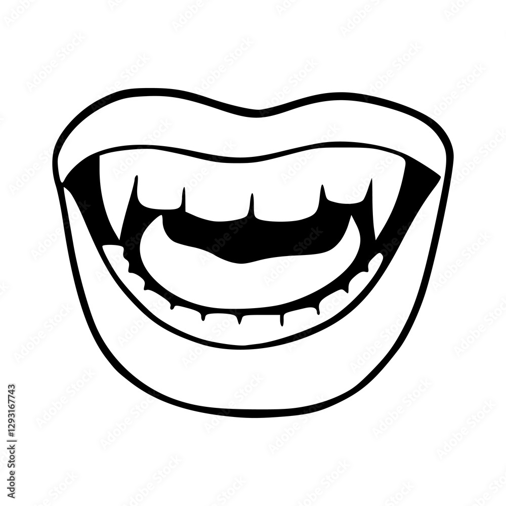 Obraz premium lips outline vector illustration