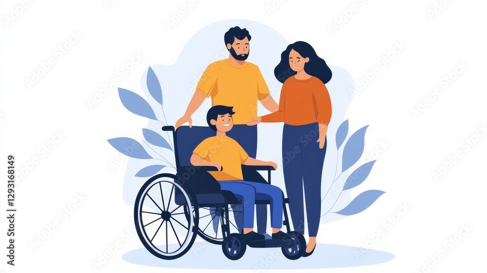 Family Supporting Member with Disability at Event Family Supporting Member with Disability at Event