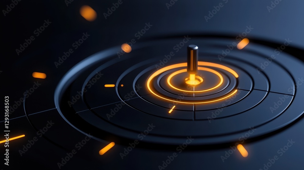 Fototapeta premium Abstract futuristic design featuring luminous circles and a central point of focus.