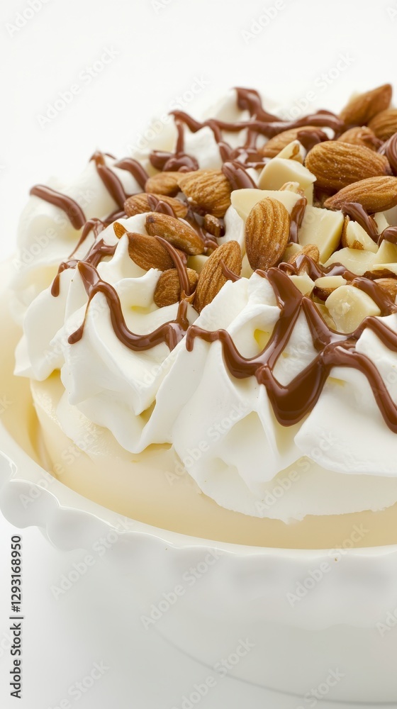 Fototapeta premium Decadent Chocolate Almond Dessert with Whipped Cream