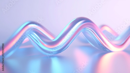 Abstract Wavy Lines with Colorful Reflection and Soft Lighting for Background or Design Inspiration