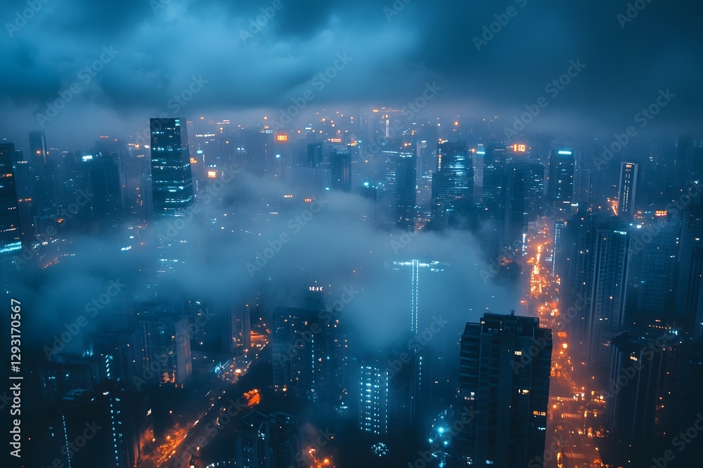 Fototapeta premium Mesmerizing Skyline with Moody Foggy Atmosphere