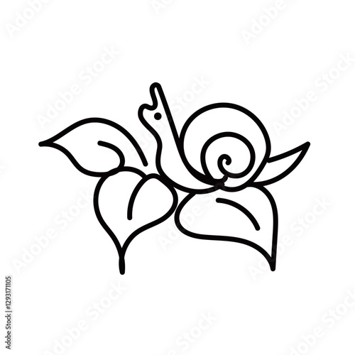 カタツムリのイラスト　モノクロ