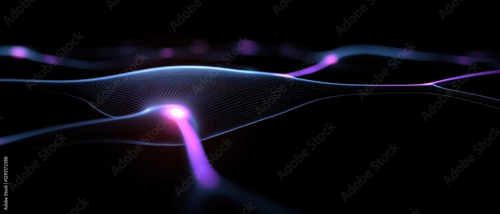 Obraz premium Abstract representation of neural connections with glowing lines in a dark background.