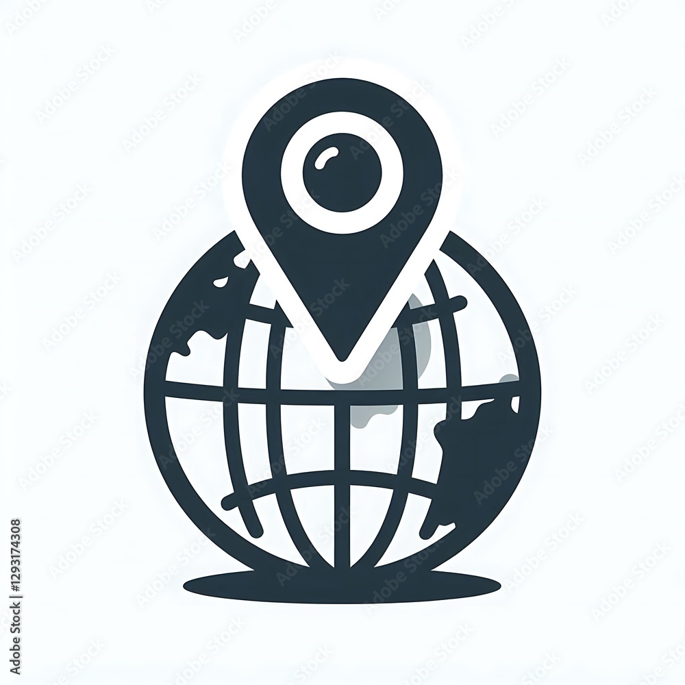 A minimalist black and white globe with a pin marking a specific location, symbolizing navigation or global positioning. A minimalist black and white globe with a pin marking a specific location, symbolizing navigation or global positioning.
