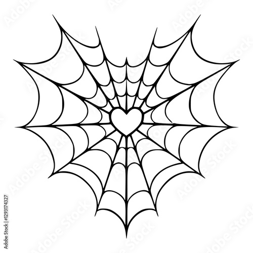 spider web with heart center vector illustration