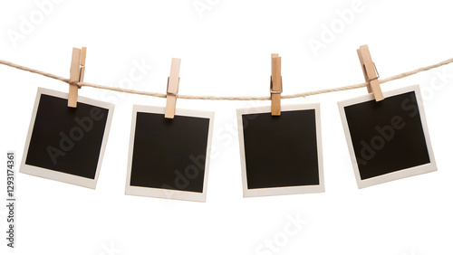 blank photo frames on rope