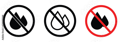 No water resistant sign. no water drop icon eps 888. no water drop.