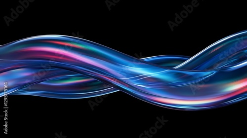 Colorful Fluid Waves on a Black Background Creating Abstract Motion and Light Effects in a Modern Design