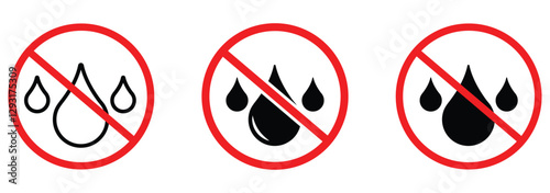 No water resistant sign. no water drop icon eps 888. no water drop.
