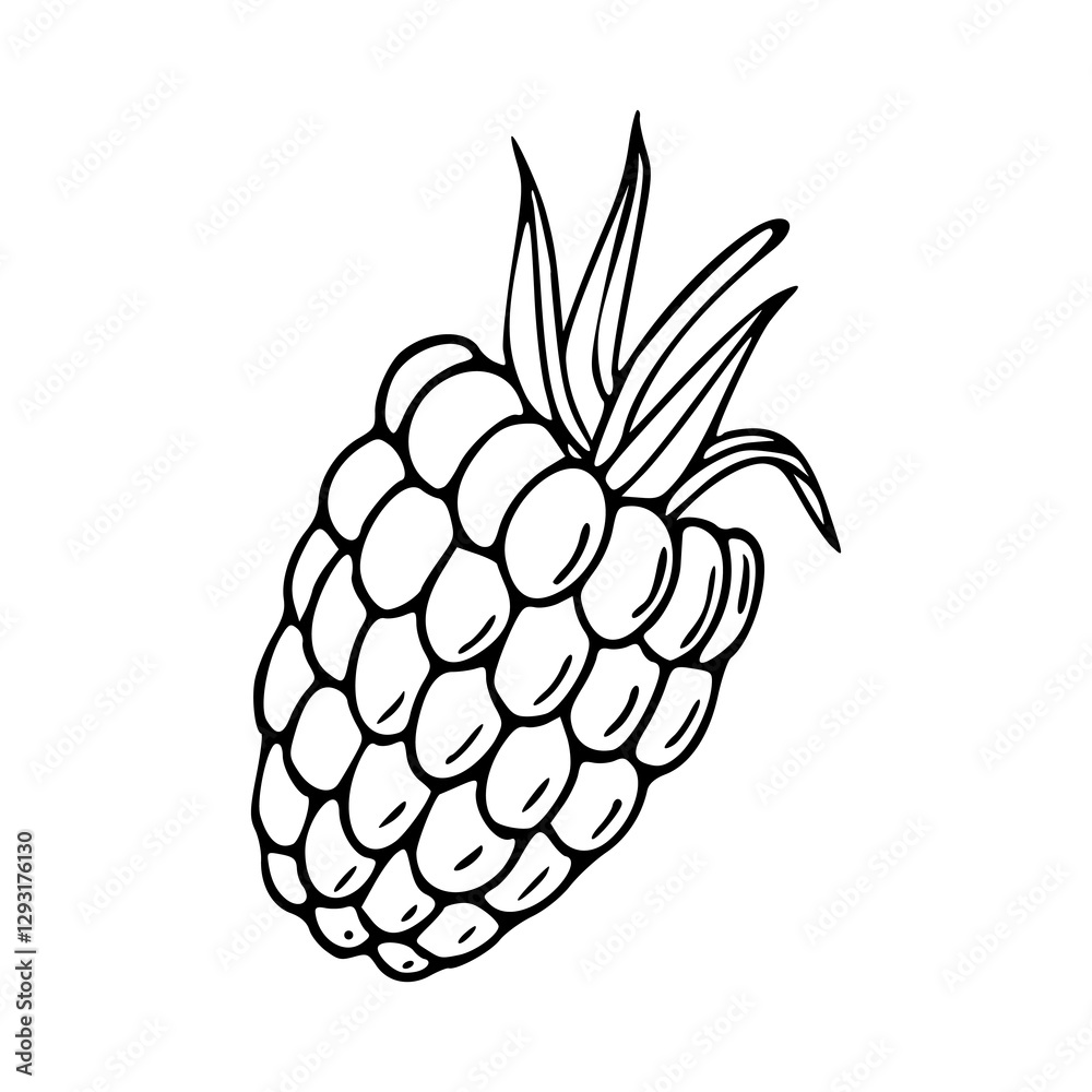 Obraz premium outline drawing of a fresh raspberry for coloring pages