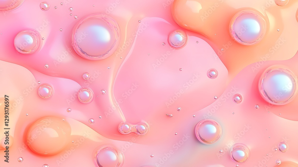 Colorful Pink and Peach Fluid Texture with Glossy Bubbles and Soft Transitions for Modern Designs Colorful Pink and Peach Fluid Texture with Glossy Bubbles and Soft Transitions for Modern Designs