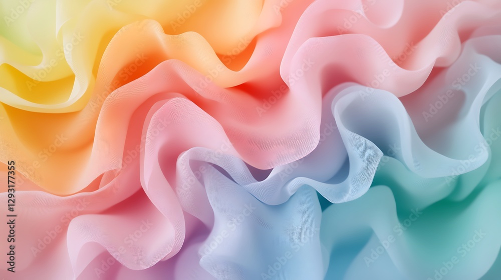 Obraz premium Colorful Soft Fabric Waves in Pastel Shades Creating a Dreamy and Ethereal Texture Background
