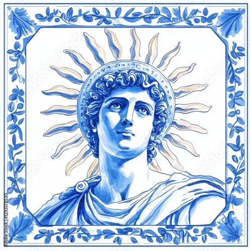 A beautiful artwork with an antique bust of Aphrodite, the Greek goddess, rendered in a hand-drawn watercolor illustration