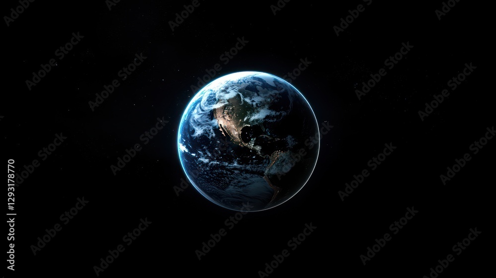 Obraz premium Earth from Space View Showing North America and Cloud Formations