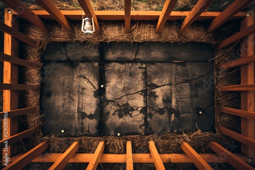 Top view of dark grungy concrete wall for background