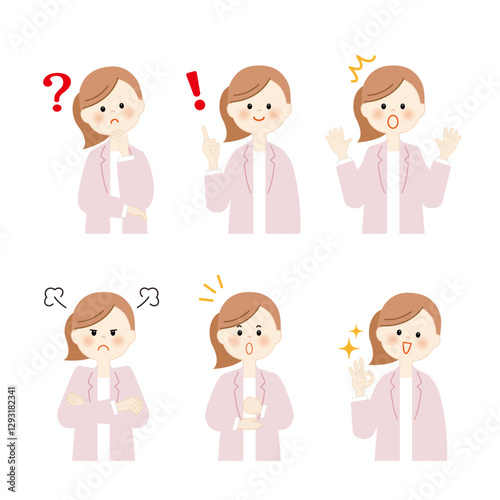 働く女性の表情セット