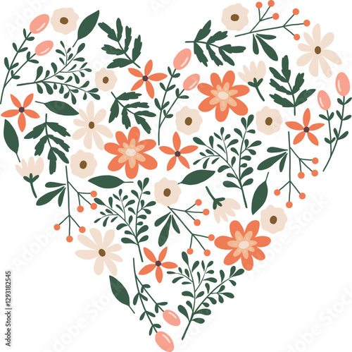 Cute Floral heart vector illustration