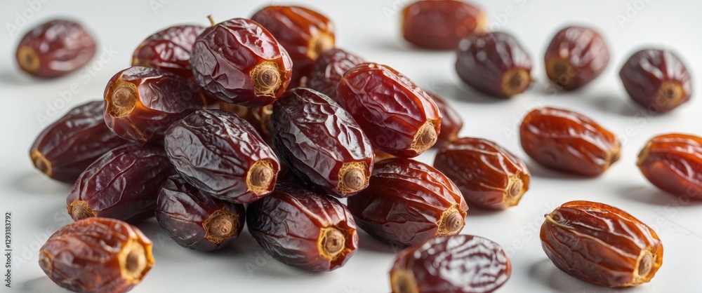 Fresh and Dried Tunisian Dates Piled on White Background Sweet Naturally Healthy Snack Ideal for Breakfast or Celebrations Fresh and Dried Tunisian Dates Piled on White Background Sweet Naturally Healthy Snack Ideal for Breakfast or Celebrations
