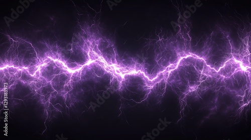 Purple lightning illuminates a spiral animation of a thunderbolt strike, accompanied by electric power impact and thunderstorm energy discharge, all on a transparent background
