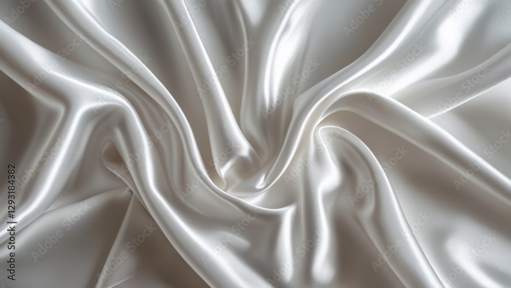 Fototapeta premium Elegant white silk fabric texture for luxurious wedding backgrounds and designs ideal for stylish and glamorous presentations.