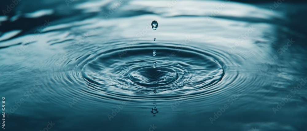 A drop of water falls into a body of water, creating a ripple effect A drop of water falls into a body of water, creating a ripple effect
