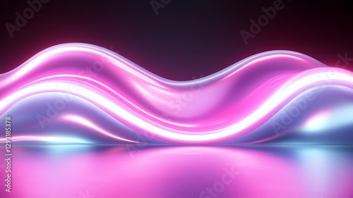 Fluid Waves of Neon Light with Soft Curvature and Vibrant Colors in a Futuristic Abstract Design
