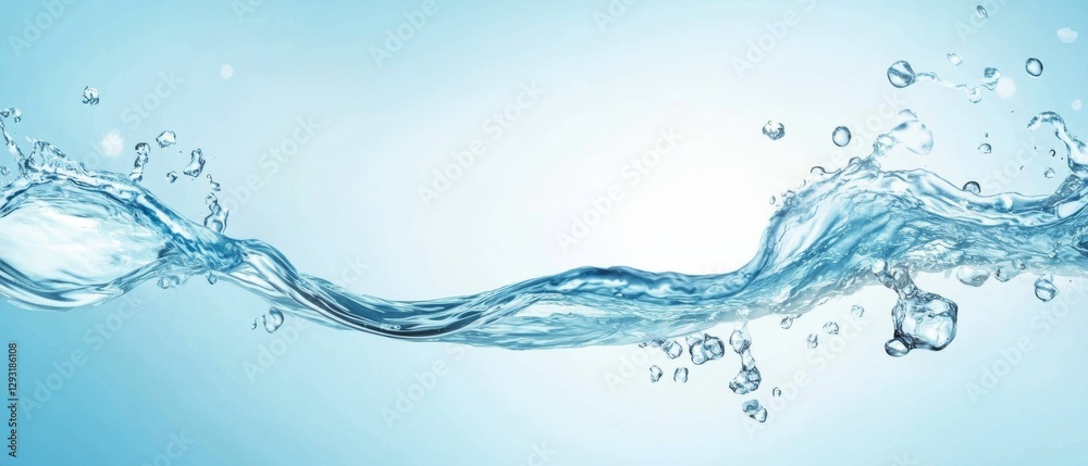A blue wave with water droplets in the air A blue wave with water droplets in the air