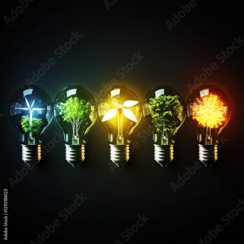 Energy sources inside glowing light bulbs