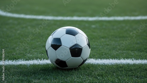 Soccer ball resting on a lush green field highlighting the essence of the game and the vibrant sporting environment