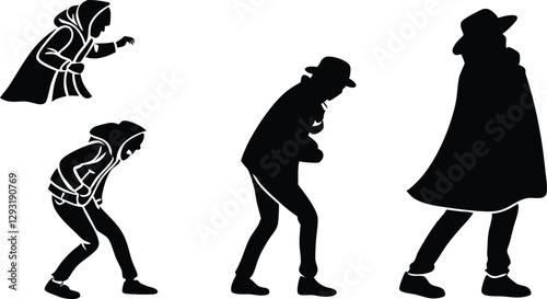 Silhouettes illustrating human evolution in vector design, perfect for biology, science, and history-themed artwork