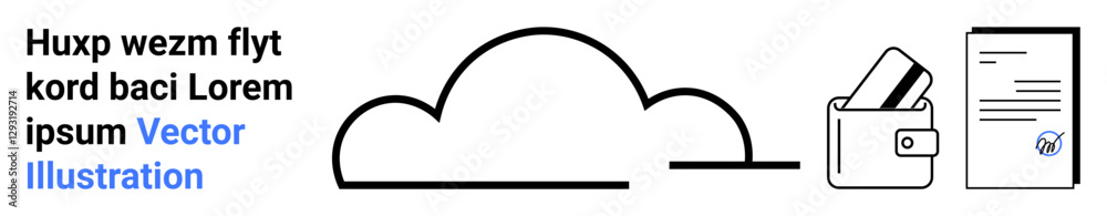 Cloud storage, document and wallet with card. Ideal for data storage, online security, digital transactions, financial management, cloud computing, data accessibility office tools. Landing page Cloud storage, document and wallet with card. Ideal for data storage, online security, digital transactions, financial management, cloud computing, data accessibility office tools. Landing page