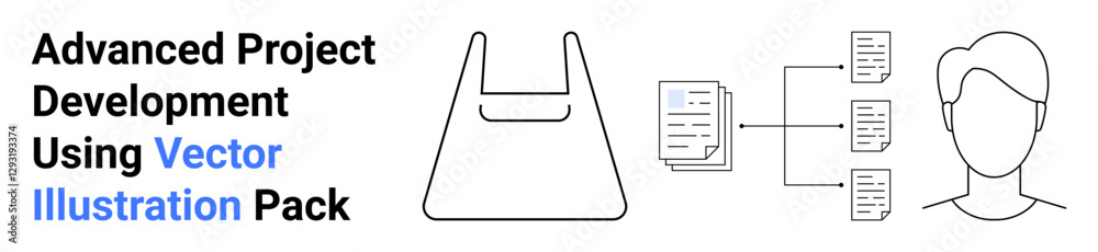 Minimalist style outline of a file folder, data connections, and a user avatar. Ideal for project management, productivity tools, teamwork, user data, cloud storage, tech services flat landing page Minimalist style outline of a file folder, data connections, and a user avatar. Ideal for project management, productivity tools, teamwork, user data, cloud storage, tech services flat landing page