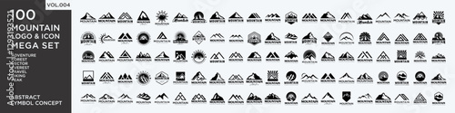 Set of abstract mountain logo design template. Vector illustration