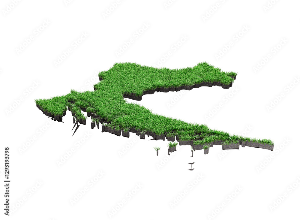 Naklejka premium Croatia Map Soil Land Geology Cross Section Green Grass And Rock Ground Texture 3d Illustration