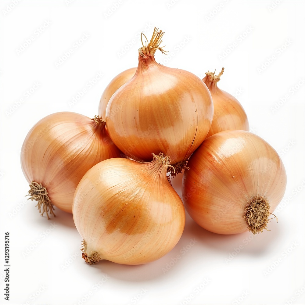Fototapeta premium a photographic image of a bunch of spanish onions on a white backg